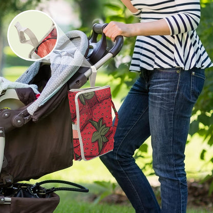 Portable Diaper Changing Pad Waterproof Foldable Travel Changing Mat with Built-in Pillow for Newborn Girls Boys Toddlers Moms Dads Parents Cherry Blossom - Colors B