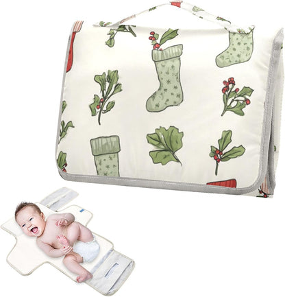 Portable Diaper Changing Pad Waterproof Foldable Travel Changing Mat with Built-in Pillow for Newborn Girls Boys Toddlers Moms Dads Parents Cherry Blossom - Colors B