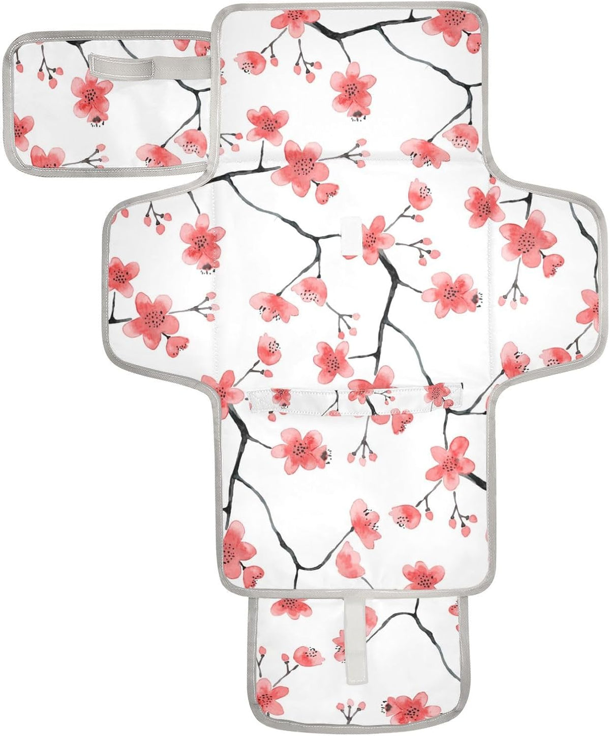 Portable Diaper Changing Pad Waterproof Foldable Travel Changing Mat with Built-in Pillow for Newborn Girls Boys Toddlers Moms Dads Parents Cherry Blossom - Colors B