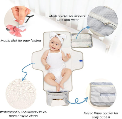 Portable Diaper Changing Pad Waterproof Foldable Travel Changing Mat with Built-in Pillow for Newborn Girls Boys Toddlers Moms Dads Parents Cherry Blossom - Colors B