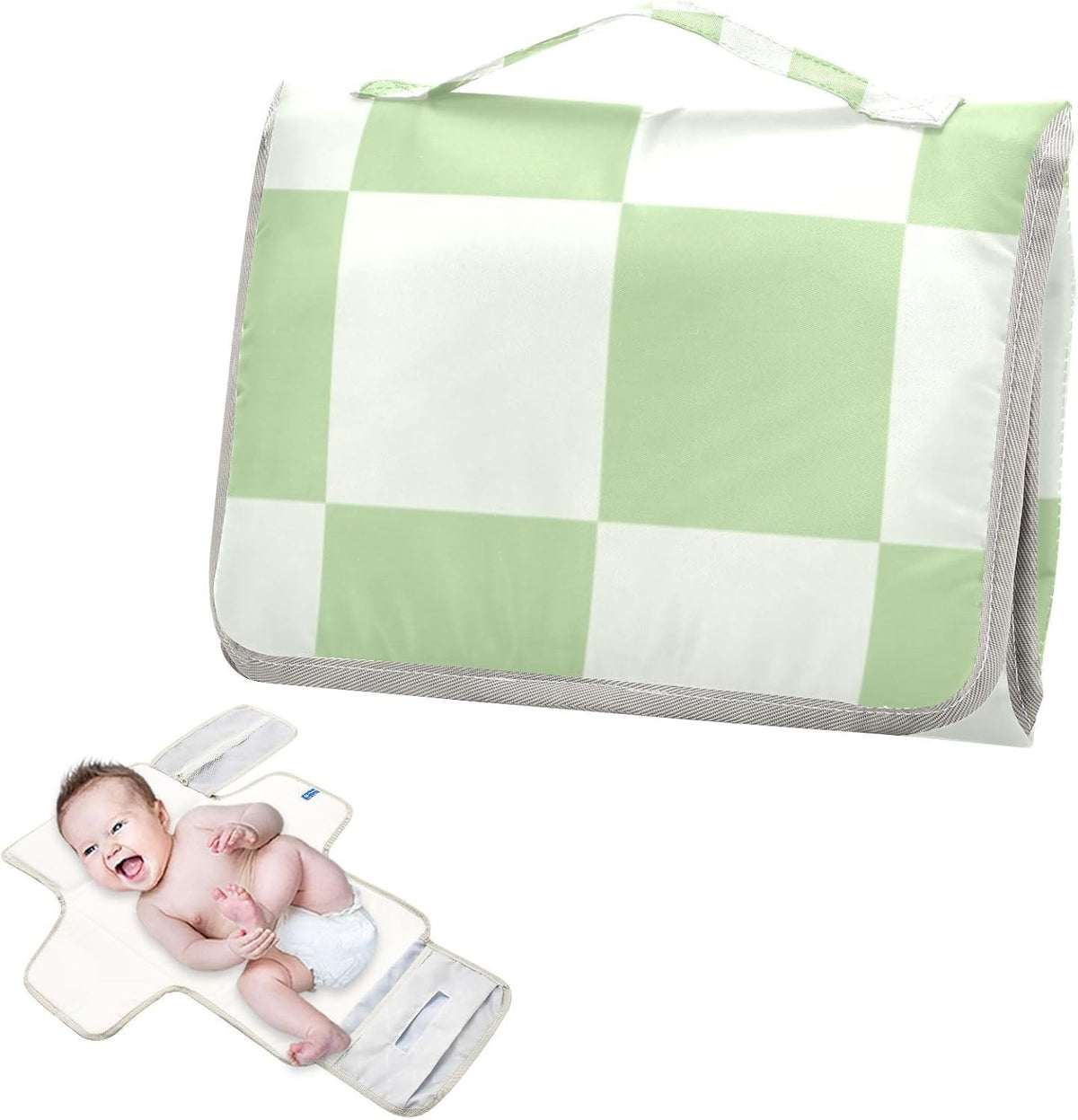 Portable Diaper Changing Pad Waterproof Foldable Travel Changing Mat with Built-in Pillow for Newborn Girls Boys Toddlers Moms Dads Parents Cherry Blossom - Colors B