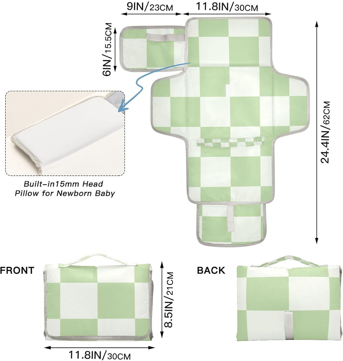 Portable Diaper Changing Pad Waterproof Foldable Travel Changing Mat with Built-in Pillow for Newborn Girls Boys Toddlers Moms Dads Parents Cherry Blossom - Colors B