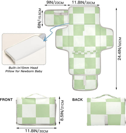 Portable Diaper Changing Pad Waterproof Foldable Travel Changing Mat with Built-in Pillow for Newborn Girls Boys Toddlers Moms Dads Parents Cherry Blossom - Colors B