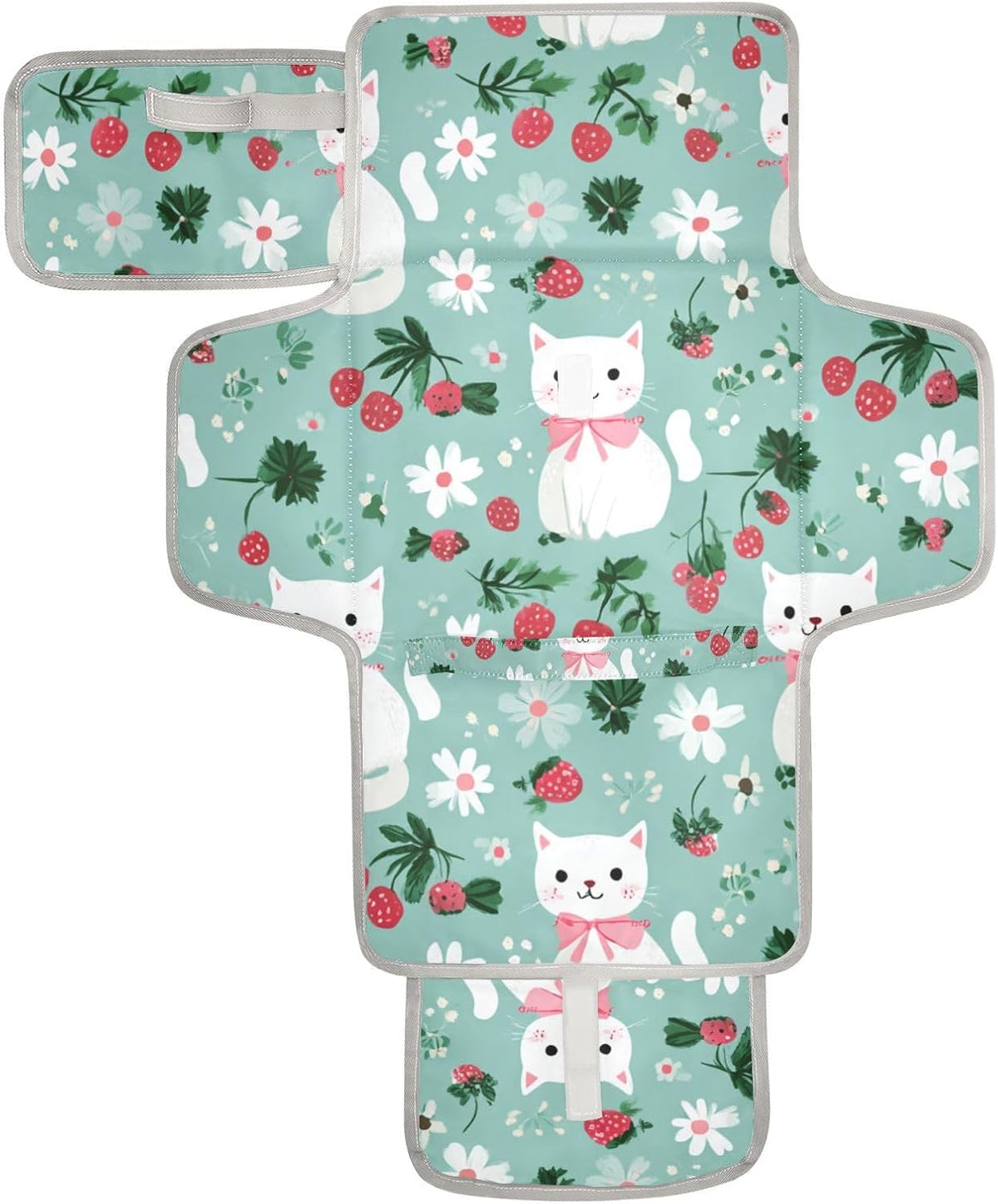 Portable Diaper Changing Pad Waterproof Foldable Travel Changing Mat with Built-in Pillow for Newborn Girls Boys Toddlers Moms Dads Parents Cherry Blossom - Colors B