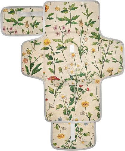 Portable Diaper Changing Pad Waterproof Foldable Travel Changing Mat with Built-in Pillow for Newborn Girls Boys Toddlers Moms Dads Parents Cherry Blossom - Colors B