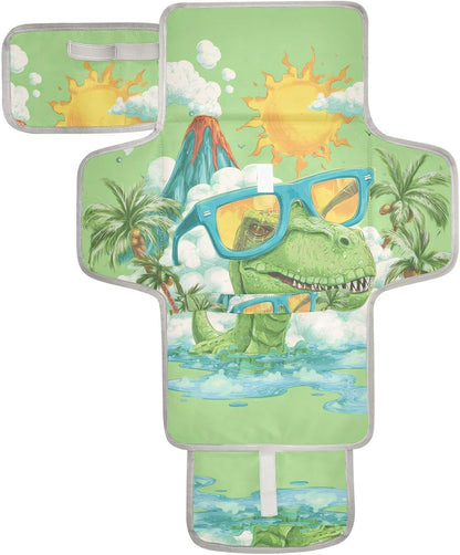 Portable Diaper Changing Pad Waterproof Foldable Travel Changing Mat with Built-in Pillow for Newborn Girls Boys Toddlers Moms Dads Parents Cherry Blossom - Colors B