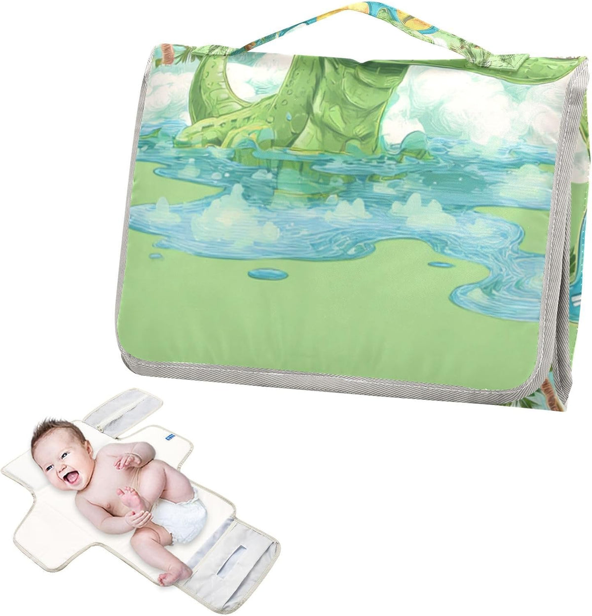 Portable Diaper Changing Pad Waterproof Foldable Travel Changing Mat with Built-in Pillow for Newborn Girls Boys Toddlers Moms Dads Parents Cherry Blossom - Colors B