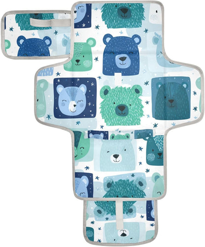 Portable Diaper Changing Pad Waterproof Foldable Travel Changing Mat with Built-in Pillow for Newborn Girls Boys Toddlers Moms Dads Parents Cherry Blossom - Colors B