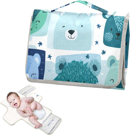 Portable Diaper Changing Pad Waterproof Foldable Travel Changing Mat with Built-in Pillow for Newborn Girls Boys Toddlers Moms Dads Parents Cherry Blossom - Colors B