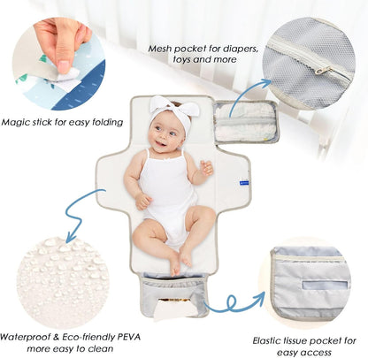 Portable Diaper Changing Pad Waterproof Foldable Travel Changing Mat with Built-in Pillow for Newborn Girls Boys Toddlers Moms Dads Parents Cherry Blossom - Colors B