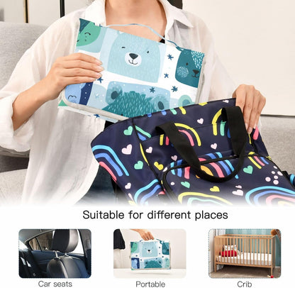 Portable Diaper Changing Pad Waterproof Foldable Travel Changing Mat with Built-in Pillow for Newborn Girls Boys Toddlers Moms Dads Parents Cherry Blossom - Colors B