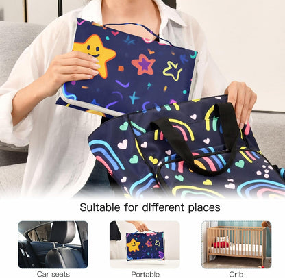 Portable Diaper Changing Pad Waterproof Foldable Travel Changing Mat with Built-in Pillow for Newborn Girls Boys Toddlers Moms Dads Parents Cherry Blossom - Colors B