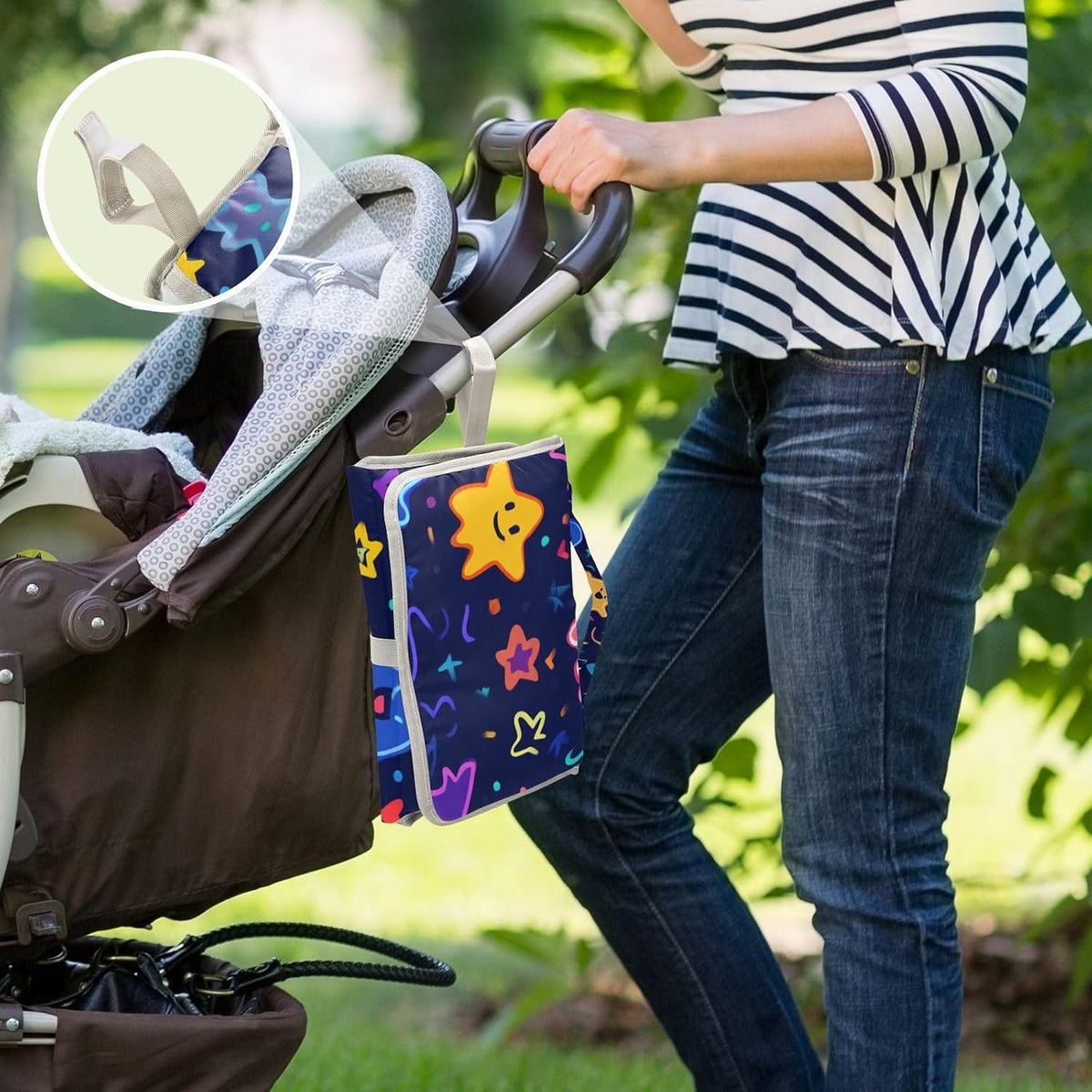 Portable Diaper Changing Pad Waterproof Foldable Travel Changing Mat with Built-in Pillow for Newborn Girls Boys Toddlers Moms Dads Parents Cherry Blossom - Colors B
