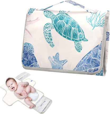 Portable Diaper Changing Pad Waterproof Foldable Travel Changing Mat with Built-in Pillow for Newborn Girls Boys Toddlers Moms Dads Parents Cherry Blossom - Colors B