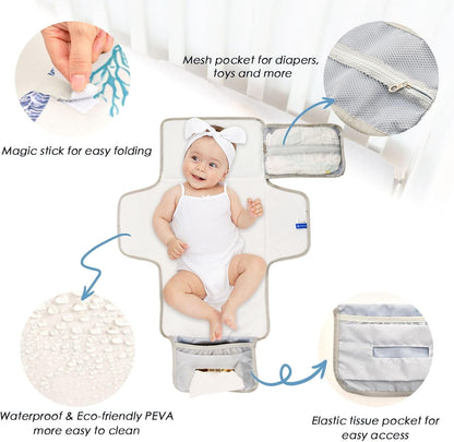 Portable Diaper Changing Pad Waterproof Foldable Travel Changing Mat with Built-in Pillow for Newborn Girls Boys Toddlers Moms Dads Parents Cherry Blossom - Colors B