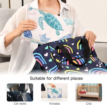 Portable Diaper Changing Pad Waterproof Foldable Travel Changing Mat with Built-in Pillow for Newborn Girls Boys Toddlers Moms Dads Parents Cherry Blossom - Colors B