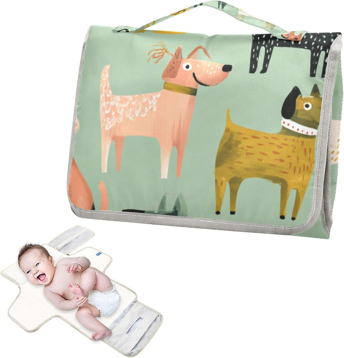 Portable Diaper Changing Pad Waterproof Foldable Travel Changing Mat with Built-in Pillow for Newborn Girls Boys Toddlers Moms Dads Parents Cherry Blossom - Colors B