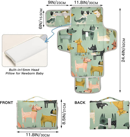 Portable Diaper Changing Pad Waterproof Foldable Travel Changing Mat with Built-in Pillow for Newborn Girls Boys Toddlers Moms Dads Parents Cherry Blossom - Colors B