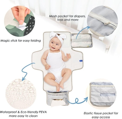 Portable Diaper Changing Pad Waterproof Foldable Travel Changing Mat with Built-in Pillow for Newborn Girls Boys Toddlers Moms Dads Parents Cherry Blossom - Colors B