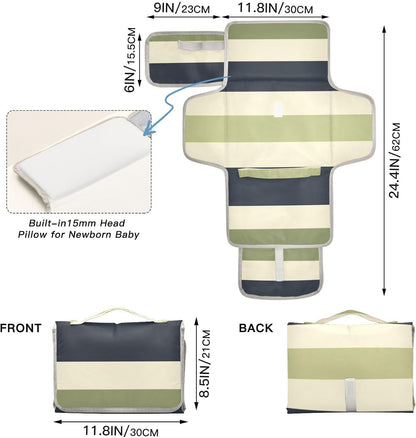 Portable Diaper Changing Pad Waterproof Foldable Travel Changing Mat with Built-in Pillow for Newborn Girls Boys Toddlers Moms Dads Parents Cherry Blossom - Colors B