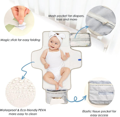 Portable Diaper Changing Pad Waterproof Foldable Travel Changing Mat with Built-in Pillow for Newborn Girls Boys Toddlers Moms Dads Parents Cherry Blossom - Colors B
