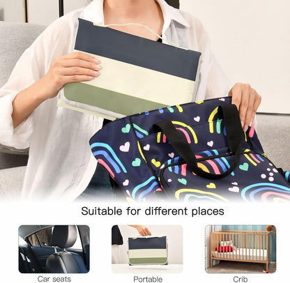Portable Diaper Changing Pad Waterproof Foldable Travel Changing Mat with Built-in Pillow for Newborn Girls Boys Toddlers Moms Dads Parents Cherry Blossom - Colors B