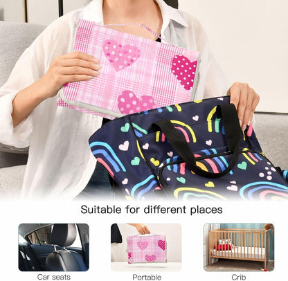 Portable Diaper Changing Pad Waterproof Foldable Travel Changing Mat with Built-in Pillow for Newborn Girls Boys Toddlers Moms Dads Parents Cherry Blossom - Colors B