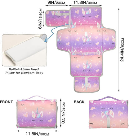Portable Diaper Changing Pad Waterproof Foldable Travel Changing Mat with Built-in Pillow for Newborn Girls Boys Toddlers Moms Dads Parents Cherry Blossom - Colors B