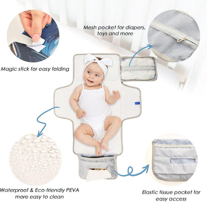 Portable Diaper Changing Pad Waterproof Foldable Travel Changing Mat with Built-in Pillow for Newborn Girls Boys Toddlers Moms Dads Parents Cherry Blossom - Colors B