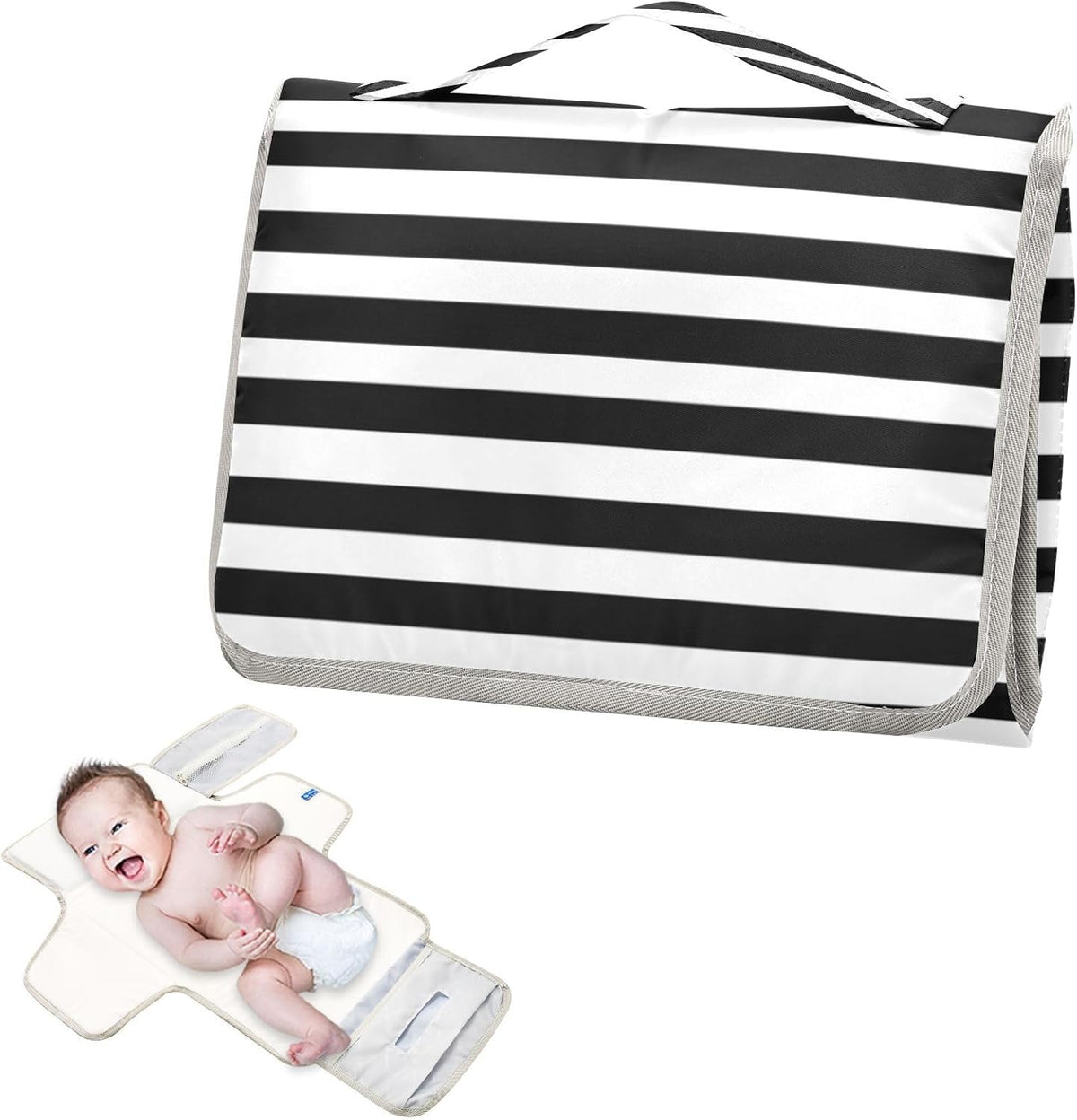Portable Diaper Changing Pad Waterproof Foldable Travel Changing Mat with Built-in Pillow for Newborn Girls Boys Toddlers Moms Dads Parents Cherry Blossom - Colors B