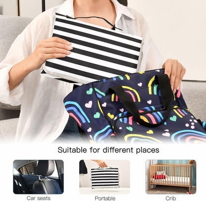 Portable Diaper Changing Pad Waterproof Foldable Travel Changing Mat with Built-in Pillow for Newborn Girls Boys Toddlers Moms Dads Parents Cherry Blossom - Colors B