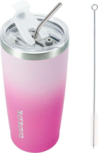 20 oz Coffee Tumbler with Lid, Straw, Insulated Stainless Steel Mug | Double Wall Vacuum, Keeps Hot/Cold, BPA Free, Leak Proof, Iced Coffee Cup Fit Car Holder, Travel & Beach Ready, Turquoise - Colors B