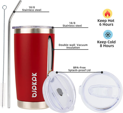 20 oz Coffee Tumbler with Lid, Straw, Insulated Stainless Steel Mug | Double Wall Vacuum, Keeps Hot/Cold, BPA Free, Leak Proof, Iced Coffee Cup Fit Car Holder, Travel & Beach Ready, Turquoise - Colors B