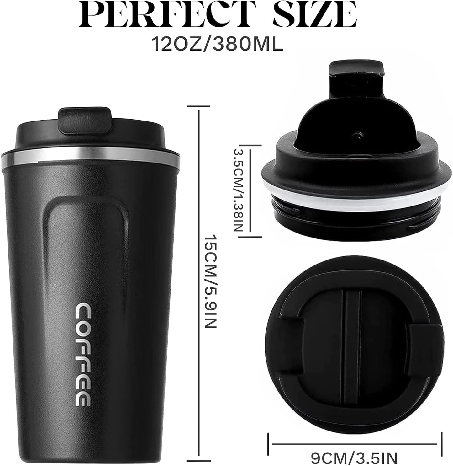 Insulated Travel Coffee Mug, Stainless Steel Coffee Cup with Leakproof Lid | Double-wall insulation keeps drinks hot or cold for hours, with a leakproof lid and portable stainless steel design