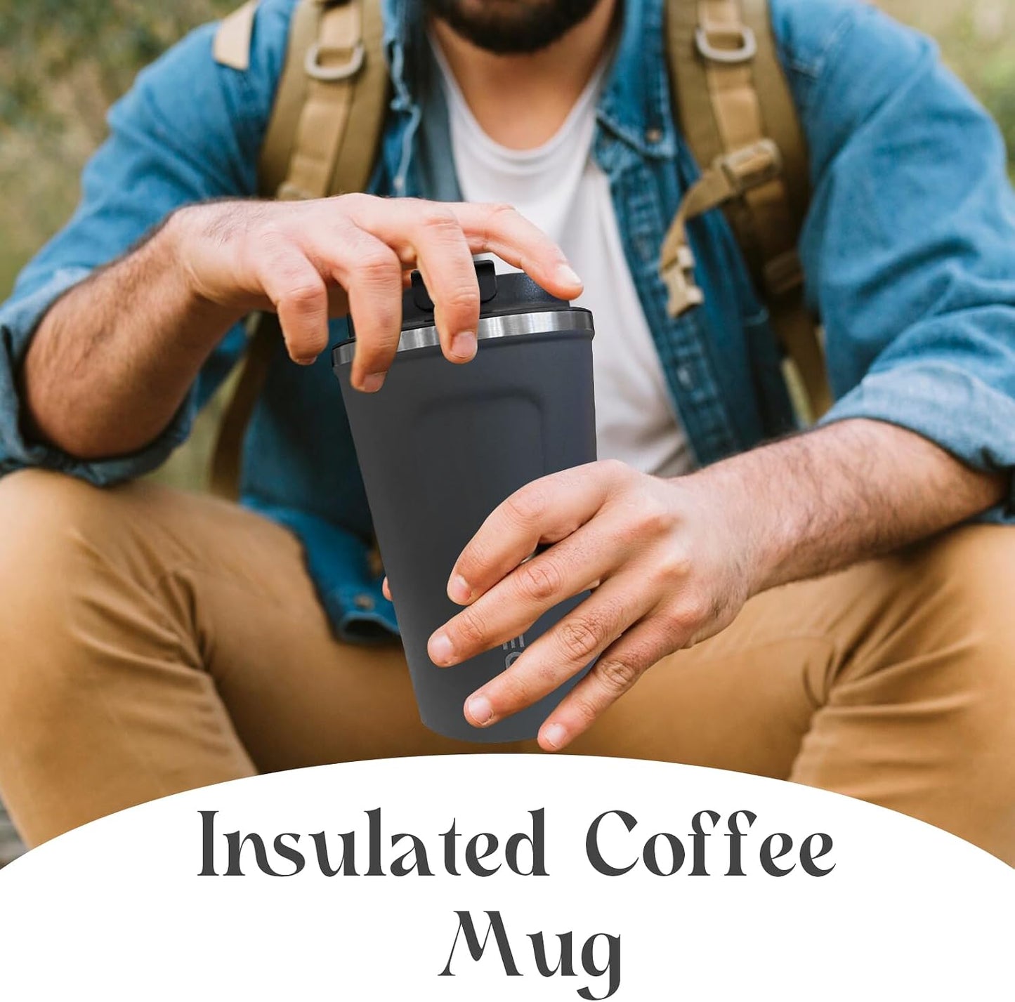 Insulated Travel Coffee Mug, Stainless Steel Coffee Cup with Leakproof Lid | Double-wall insulation keeps drinks hot or cold for hours, with a leakproof lid and portable stainless steel design