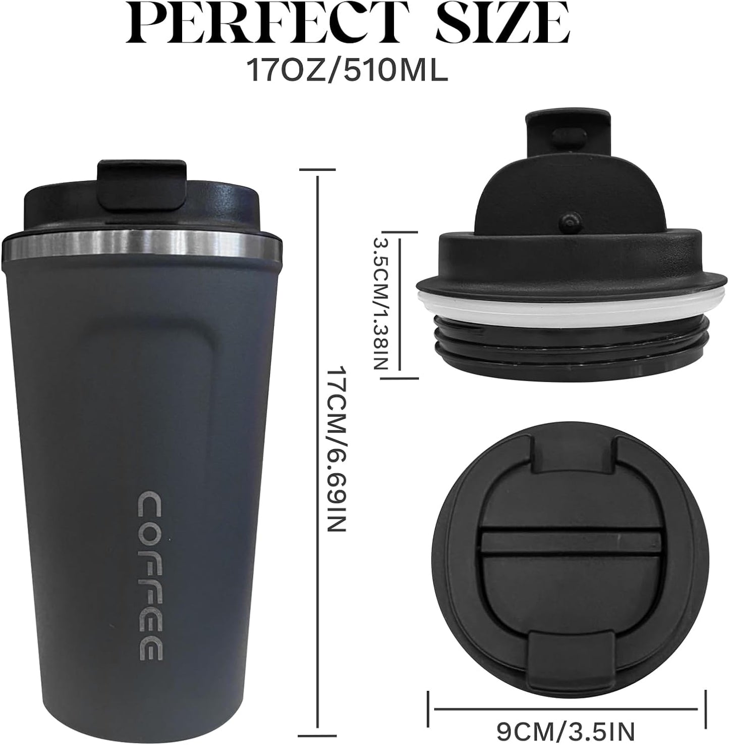 Insulated Travel Coffee Mug, Stainless Steel Coffee Cup with Leakproof Lid | Double-wall insulation keeps drinks hot or cold for hours, with a leakproof lid and portable stainless steel design