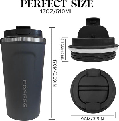 Insulated Travel Coffee Mug, Stainless Steel Coffee Cup with Leakproof Lid | Double-wall insulation keeps drinks hot or cold for hours, with a leakproof lid and portable stainless steel design