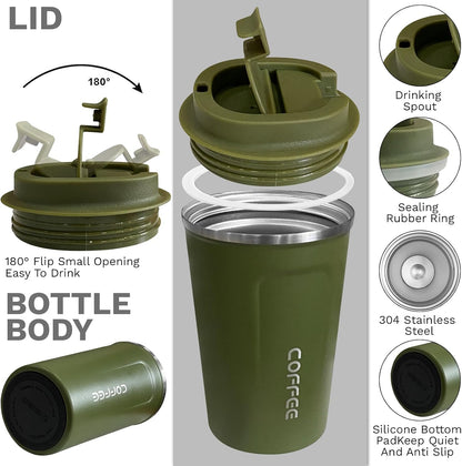 Insulated Travel Coffee Mug, Stainless Steel Coffee Cup with Leakproof Lid | Double-wall insulation keeps drinks hot or cold for hours, with a leakproof lid and portable stainless steel design