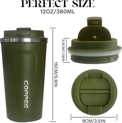 Insulated Travel Coffee Mug, Stainless Steel Coffee Cup with Leakproof Lid | Double-wall insulation keeps drinks hot or cold for hours, with a leakproof lid and portable stainless steel design