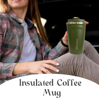 Insulated Travel Coffee Mug, Stainless Steel Coffee Cup with Leakproof Lid | Double-wall insulation keeps drinks hot or cold for hours, with a leakproof lid and portable stainless steel design