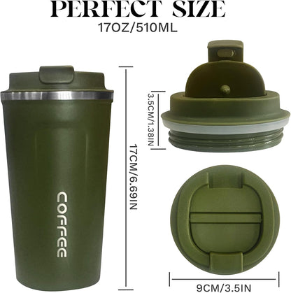 Insulated Travel Coffee Mug, Stainless Steel Coffee Cup with Leakproof Lid | Double-wall insulation keeps drinks hot or cold for hours, with a leakproof lid and portable stainless steel design