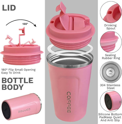 Insulated Travel Coffee Mug, Stainless Steel Coffee Cup with Leakproof Lid | Double-wall insulation keeps drinks hot or cold for hours, with a leakproof lid and portable stainless steel design