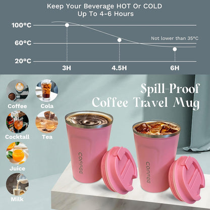 Insulated Travel Coffee Mug, Stainless Steel Coffee Cup with Leakproof Lid | Double-wall insulation keeps drinks hot or cold for hours, with a leakproof lid and portable stainless steel design