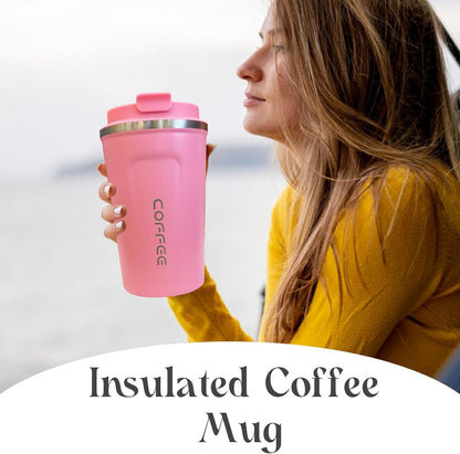 Insulated Travel Coffee Mug, Stainless Steel Coffee Cup with Leakproof Lid | Double-wall insulation keeps drinks hot or cold for hours, with a leakproof lid and portable stainless steel design
