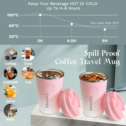 Insulated Travel Coffee Mug, Stainless Steel Coffee Cup with Leakproof Lid | Double-wall insulation keeps drinks hot or cold for hours, with a leakproof lid and portable stainless steel design
