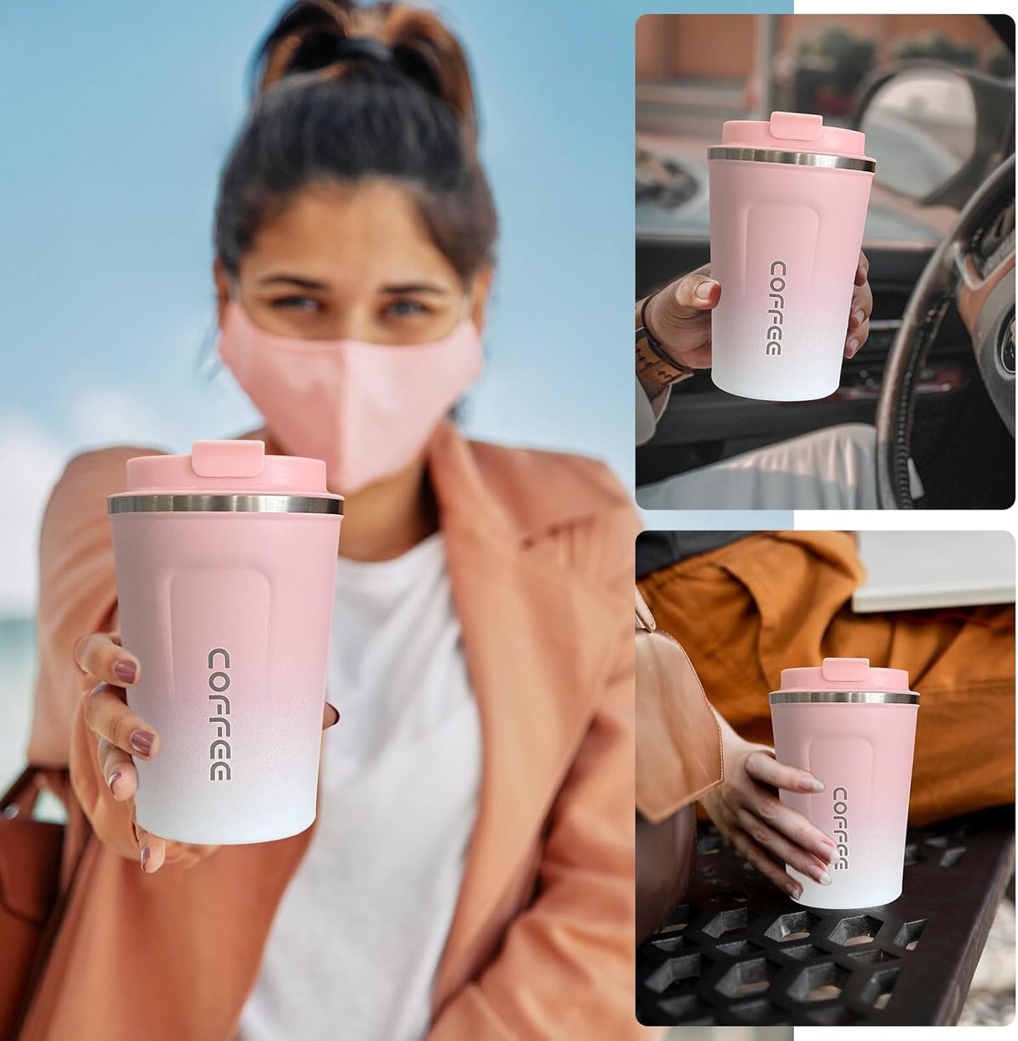 Insulated Travel Coffee Mug, Stainless Steel Coffee Cup with Leakproof Lid | Double-wall insulation keeps drinks hot or cold for hours, with a leakproof lid and portable stainless steel design