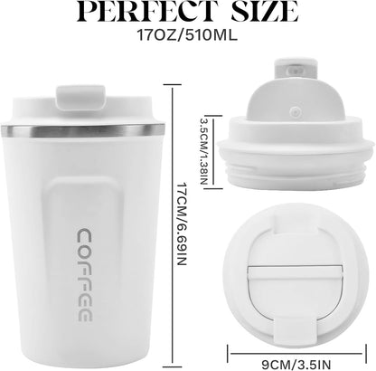 Insulated Travel Coffee Mug, Stainless Steel Coffee Cup with Leakproof Lid | Double-wall insulation keeps drinks hot or cold for hours, with a leakproof lid and portable stainless steel design