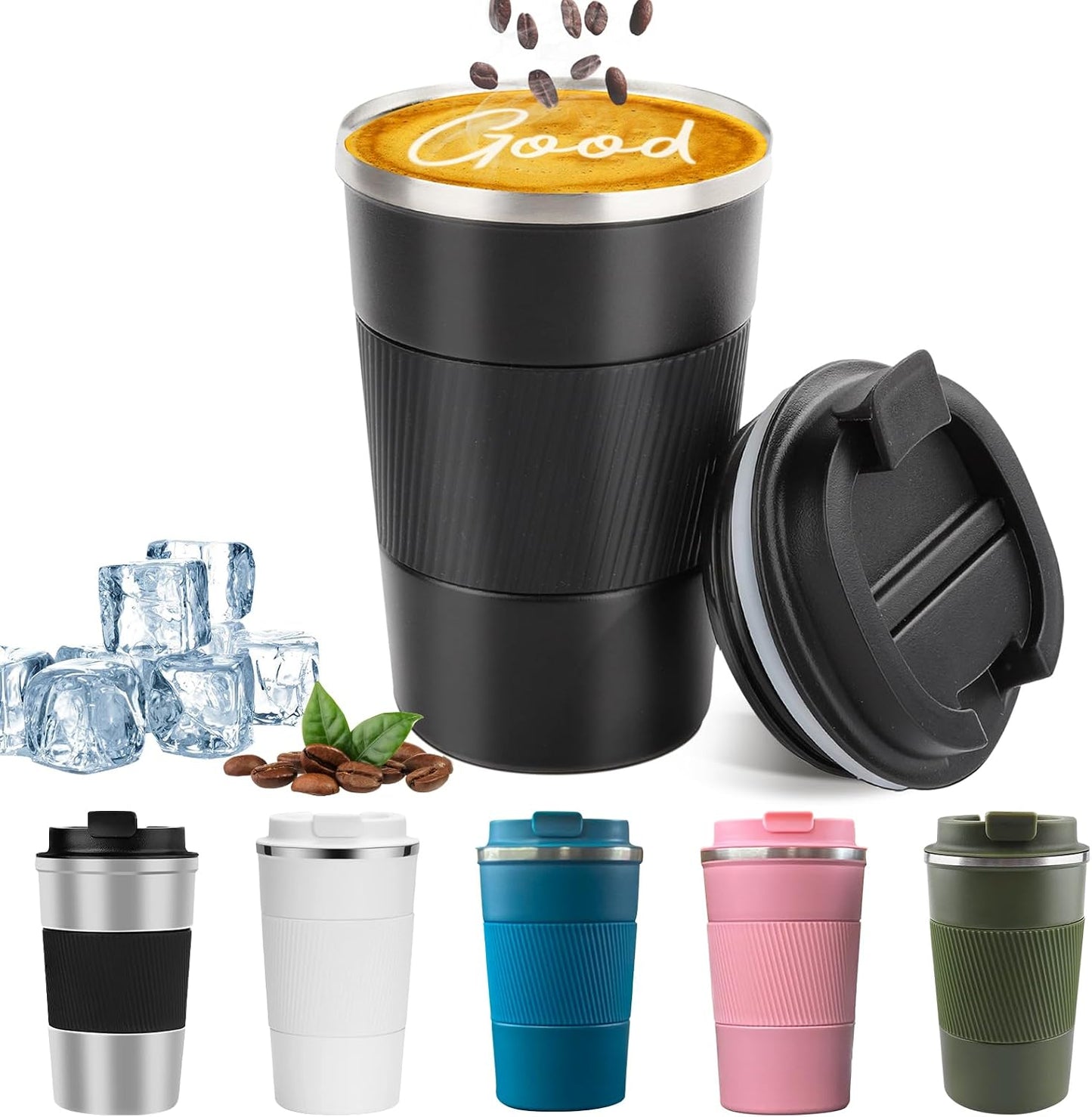 Insulated Travel Coffee Mug, Stainless Steel Coffee Cup with Leakproof Lid | Double-wall insulation keeps drinks hot or cold for hours, with a leakproof lid and portable stainless steel design