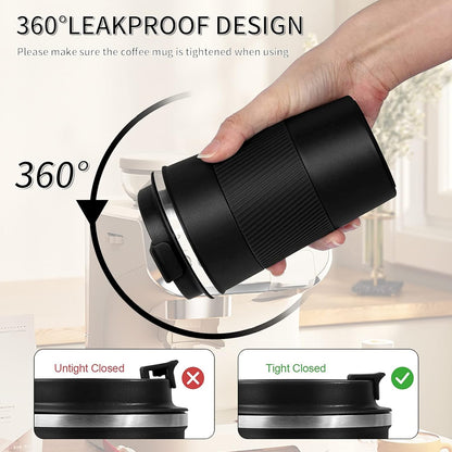 Insulated Travel Coffee Mug, Stainless Steel Coffee Cup with Leakproof Lid | Double-wall insulation keeps drinks hot or cold for hours, with a leakproof lid and portable stainless steel design