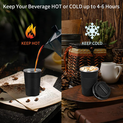 Insulated Travel Coffee Mug, Stainless Steel Coffee Cup with Leakproof Lid | Double-wall insulation keeps drinks hot or cold for hours, with a leakproof lid and portable stainless steel design